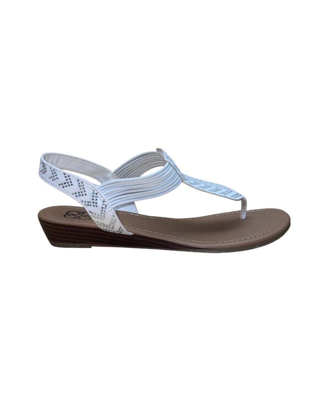 Daisy Fuentes Women’s White Embellished Strap Comfortable Flat Sandals Size 9M